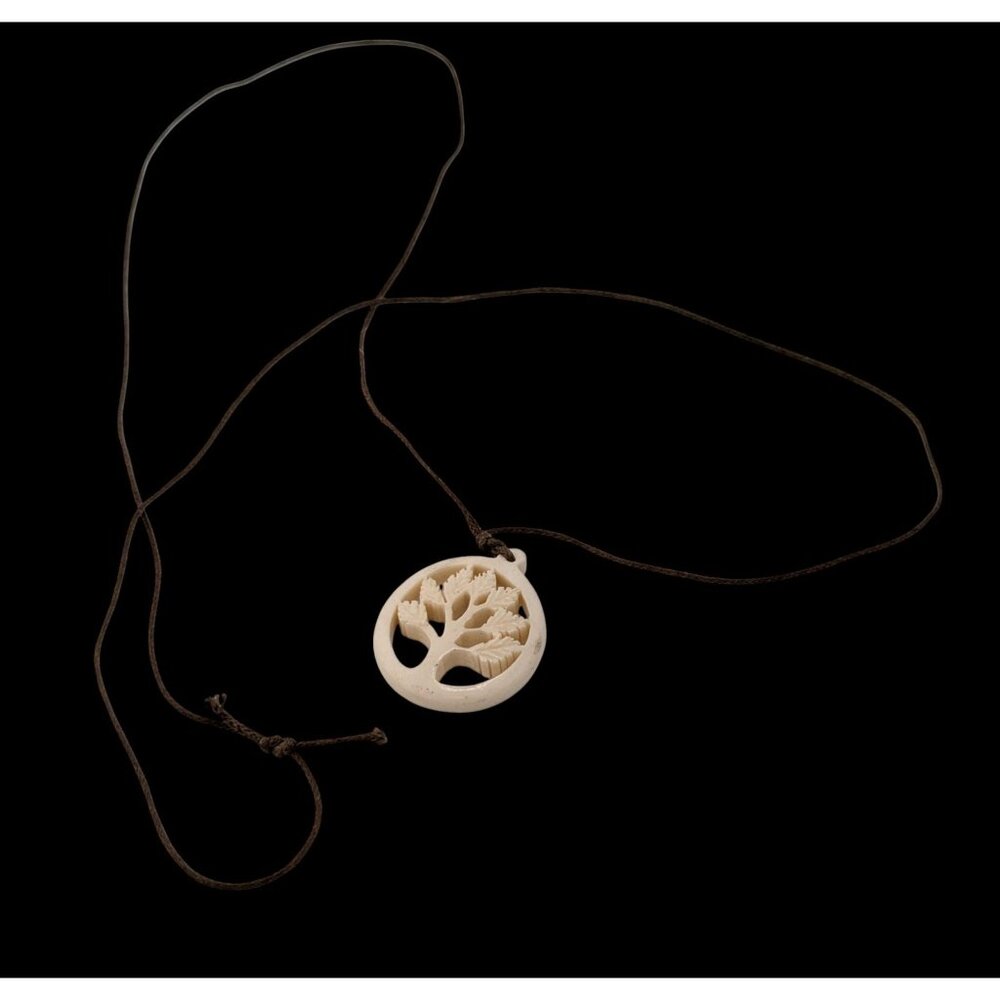 Bohemian Nature Themed Cream Tree Pendant Necklace